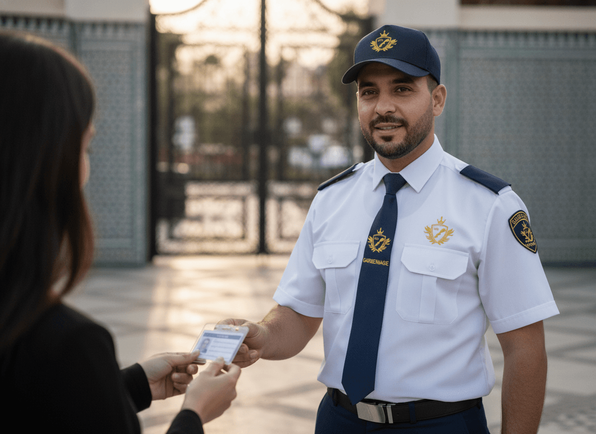 Agent de gardiennage Static Guard Services contrôlant l'accès d'un site résidentiel